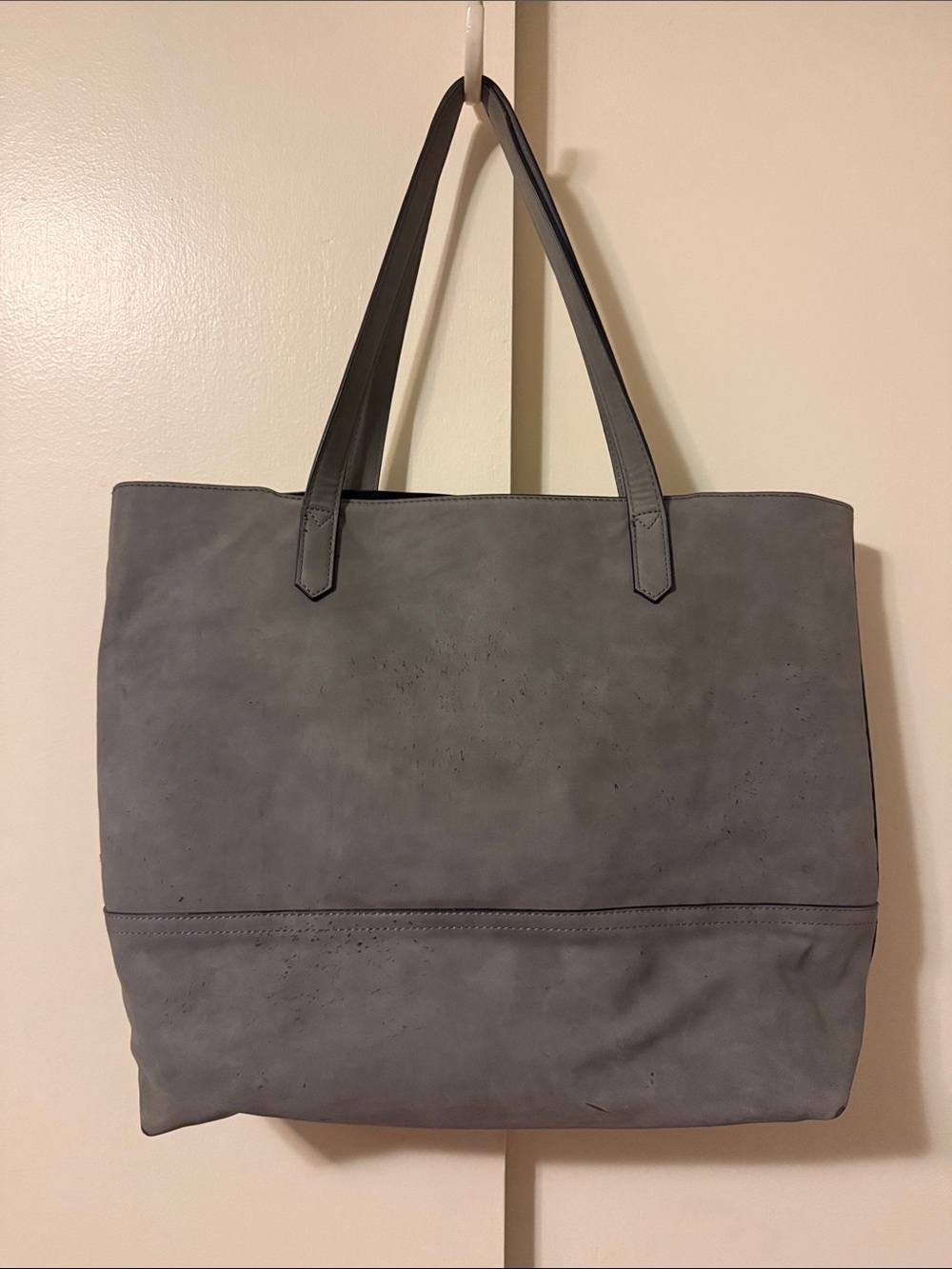 Gray faux Suede Tote Bag - Women's Everyday Shoulder Bag